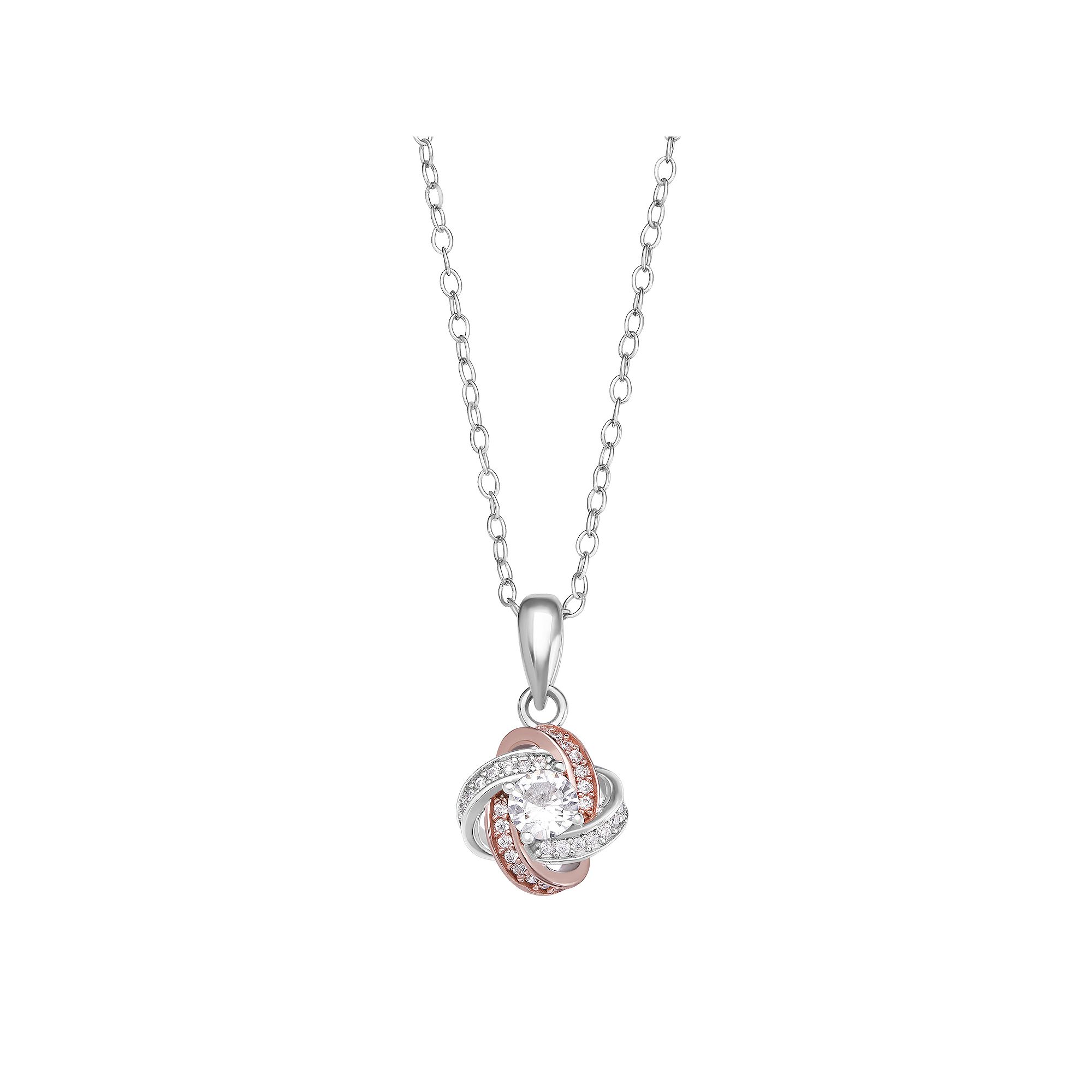 PRIMROSE Two Tone Sterling Silver & 18k Rose Gold Plated Cubic Zirconia Lo