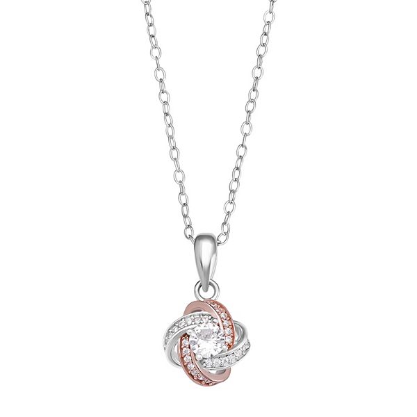 Pave CZ Heart Lock Necklace and Earrings Set in Rose Gold over Sterling  Silver