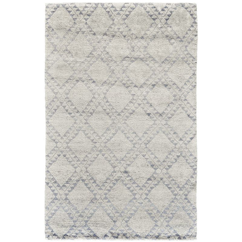 Weave & Wander Bahar Diamond Hand-Knotted Wool Rug, Grey, 2X3 Ft