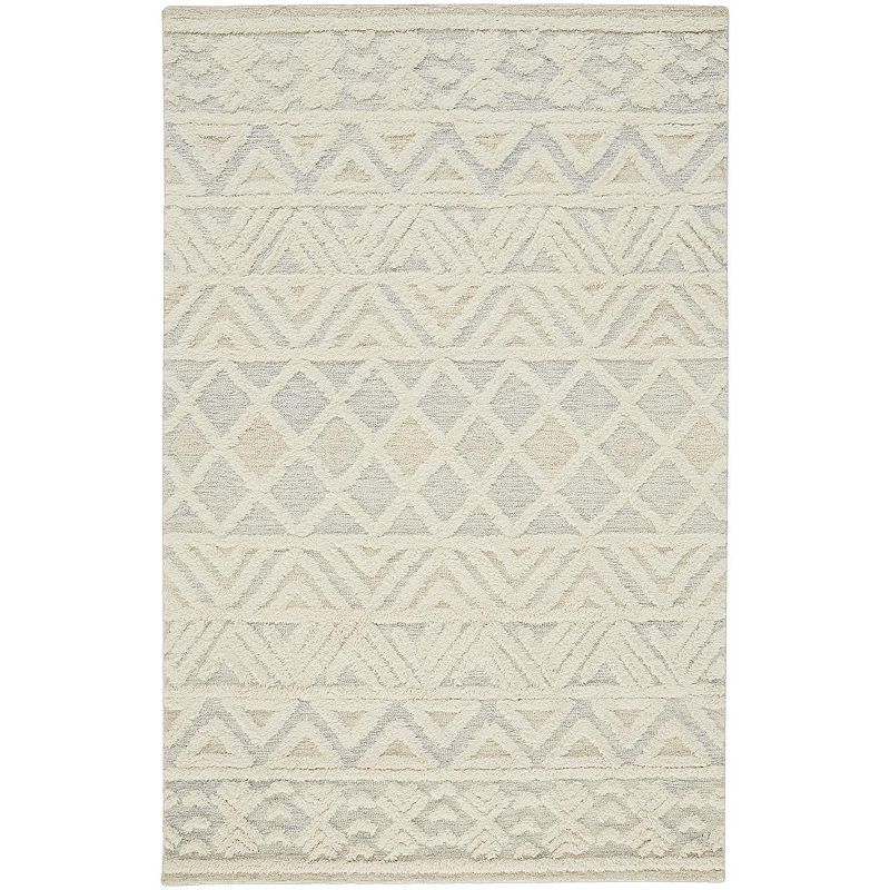 Weave & Wander Elika Moroccan Chevron Wool Tufted Rug, Beig/Green, 8X10 Ft