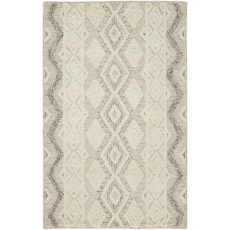 Weave & Wander Elika Premium Wool Tufted Rug, Beig/Green, 8X10 Ft