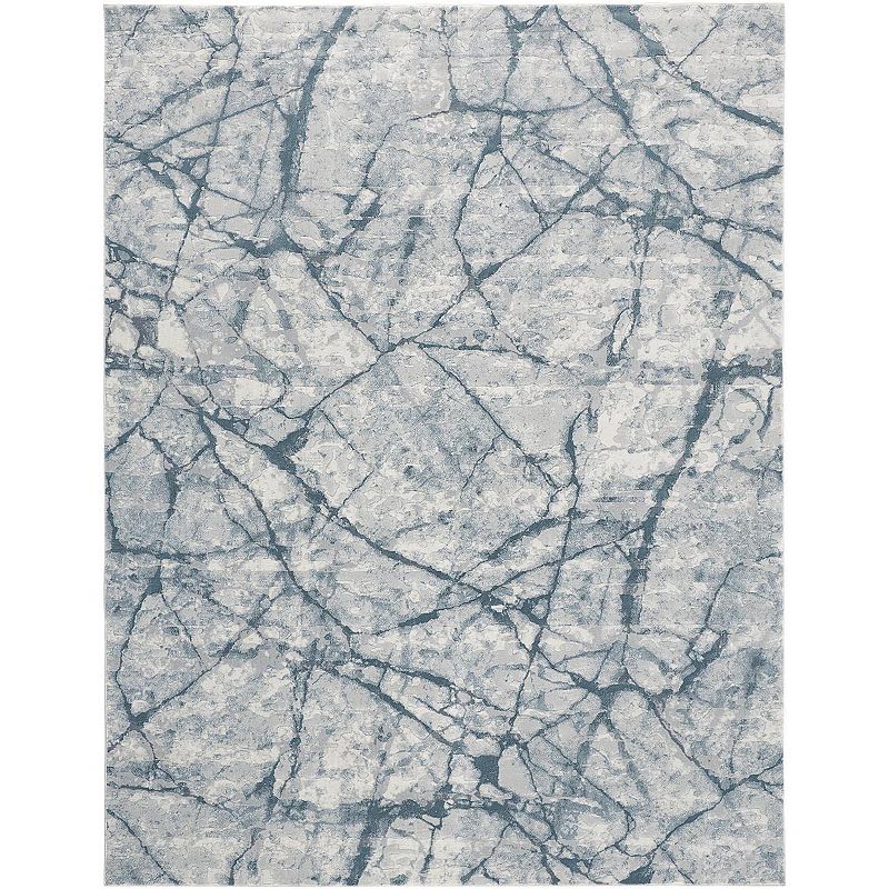 Weave & Wander Halton Contemporary Marbled Rug, Blue, 8X10 Ft