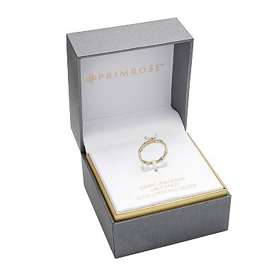 PRIMROSE Sterling Silver Cubic Zirconia Butterfly & Twist Ring Set