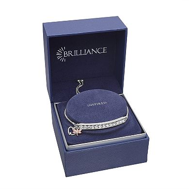 Brilliance Fine Silver Plated "INSPIRED" Crystal Bar Bracelet