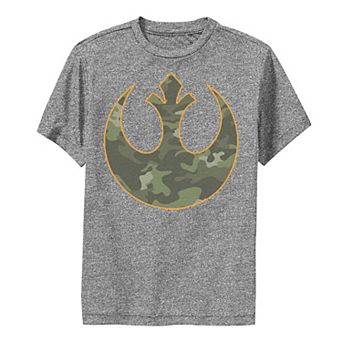 Boys 8-20 Star Wars Rebel Alliance Green Camo Orange Outline Crest Tee