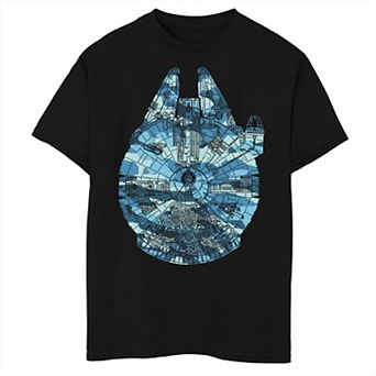 Boys 8-20 Star Wars Millennium Falcon Blue Camo Tee