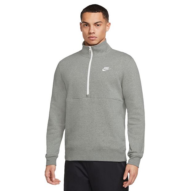 Nike Sportswear Club Men's Brushed Back Half-Zip Pullover - Dark Grey Heather - Size XL
