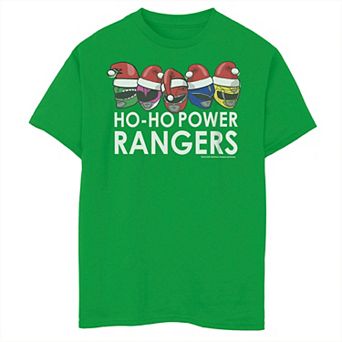 Boys 8-20 Power Rangers "Ho-Ho Power Rangers" Santa Hat Collage Tee