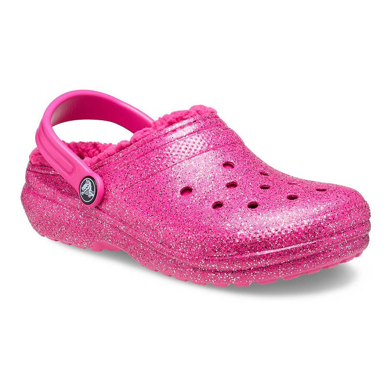Crocs Classic Lined Glitter Girls Clogs, Girls, Size: 11, Med Red