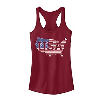 Juniors' Americana USA American Flag Silhouette Tank Top