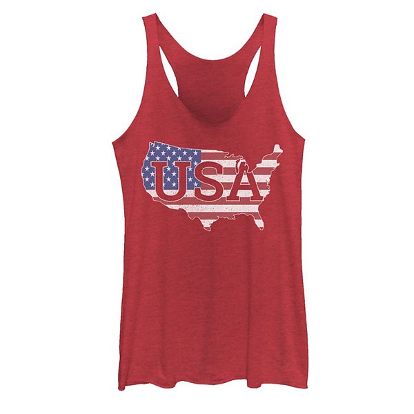 Juniors' Americana USA American Flag Silhouette Tank Top