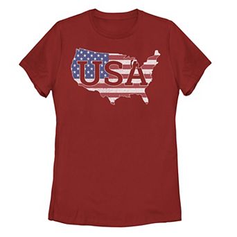 Juniors' Americana USA American Flag Silhouette Tee