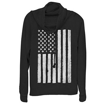 Juniors' American Flag Cowlneck Pullover