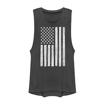 Juniors' Vertical American Flag Muscle Tank Top