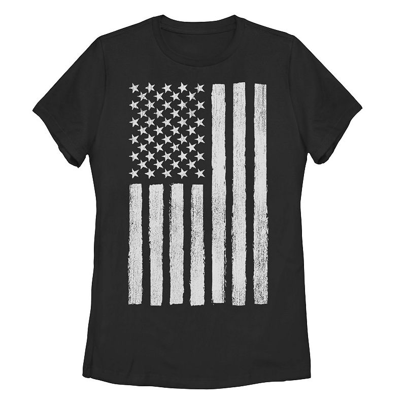 Juniors Vertical American Flag Graphic Tee, Girls, Size: Small, Black