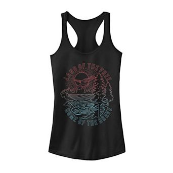 Juniors' "Land Of The Free Home Of The Brave" Scenic Tank Top
