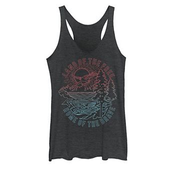 Juniors' "Land Of The Free Home Of The Brave" Scenic Tank Top