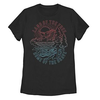 Juniors' "Land Of The Free Home Of The Brave" Scenic Tee