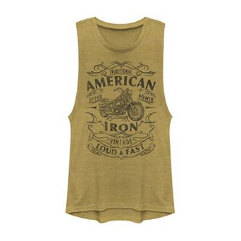 Juniors' "American Iron Loud & Fast" Motorcycle Muscle Tank Top