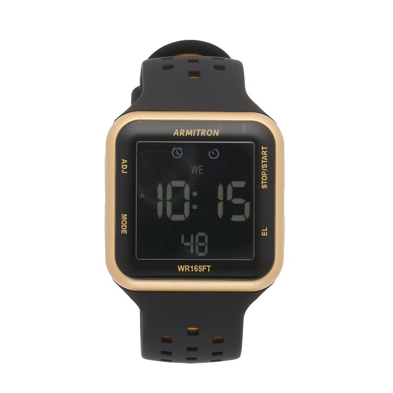 Armitron Mens Pro Sport Gold & Black LCD Digital Watch - 40-8417GBK, Size: