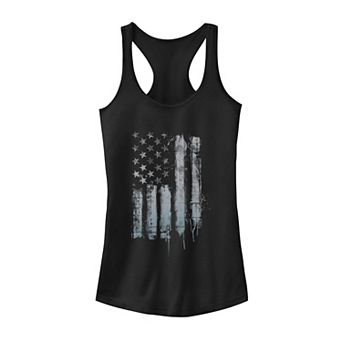 Juniors' Rustic American Flag Paint Drip Tank Top
