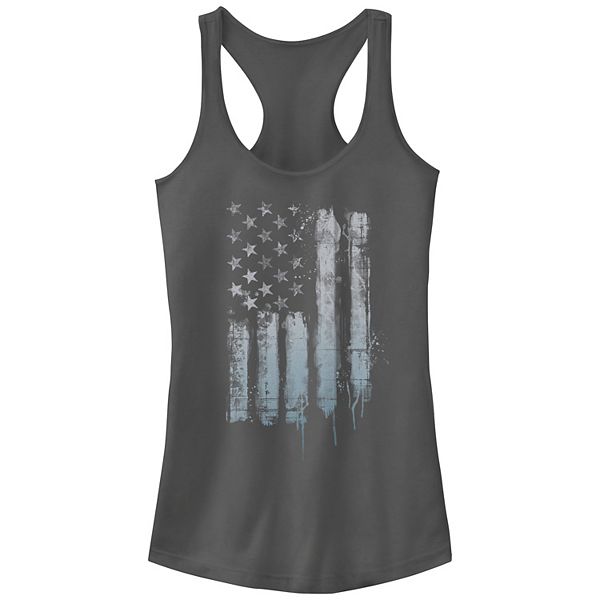 Juniors' Rustic American Flag Paint Drip Tank