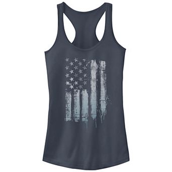 Juniors' Rustic American Flag Paint Drip Tank Top