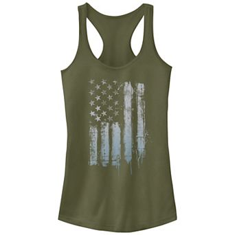 Juniors' Rustic American Flag Paint Drip Tank Top
