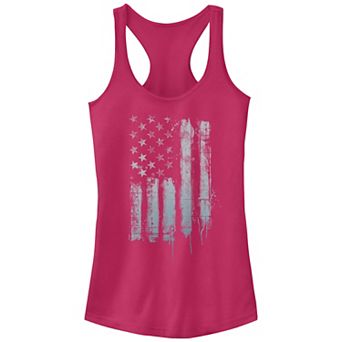 Juniors' Rustic American Flag Paint Drip Tank Top