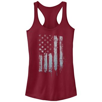 Juniors' Rustic American Flag Paint Drip Tank Top