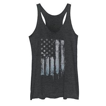 Juniors' Rustic American Flag Paint Drip Tank Top