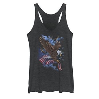 Juniors' Flying Eagles with American Flag Tank Top