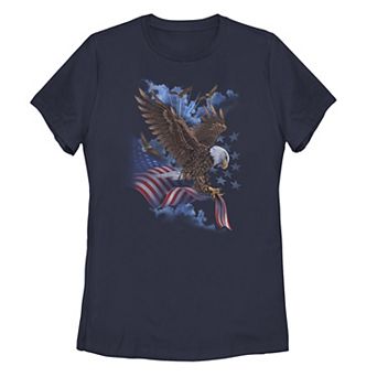 Juniors' Flying Eagles with American Flag Tee
