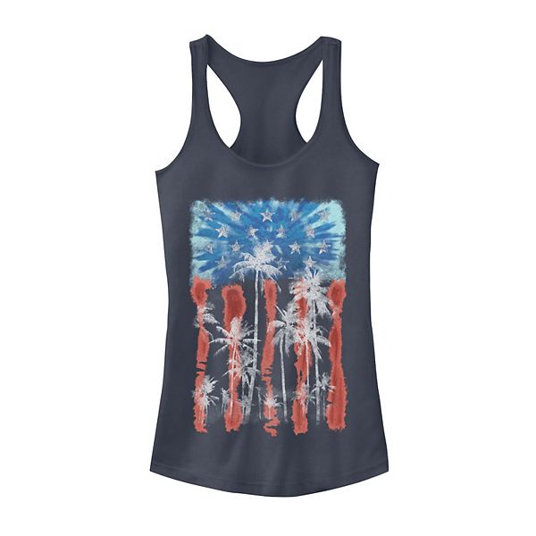 Juniors' Palm Tree American Flag Tank Top