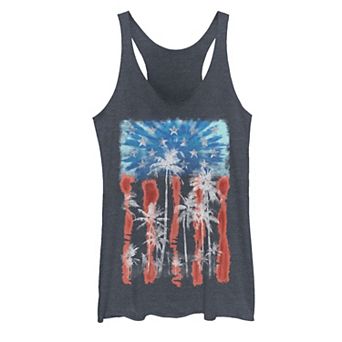 Juniors' Palm Tree American Flag Tank Top