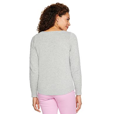 Women's Croft & Barrow® Cable-Knit Yoke Boatneck Sweater