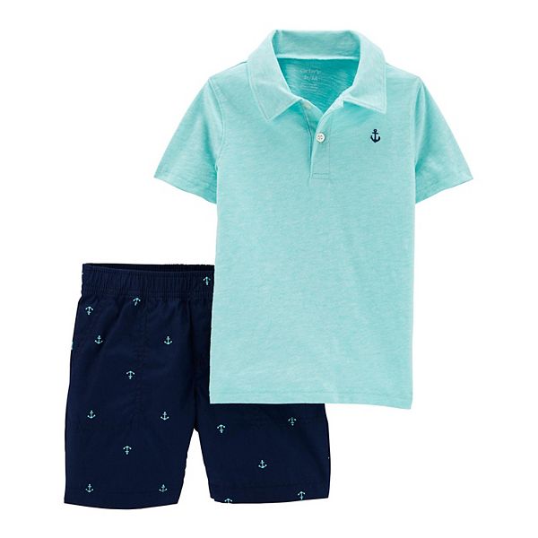 NEW Carter's Boys Anchor Shirt & Pull on Whale Shorts Set 2pcs 