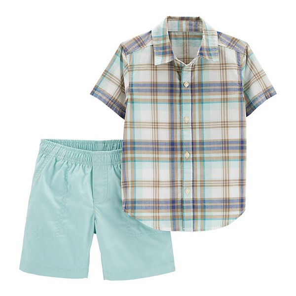 NEW Carter's Boys Plaid Shirt & Shorts Set 2pcs Multicolor 2T,4T,5T 