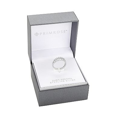 PRIMROSE Sterling Silver Cubic Zirconia Studded Two Ring Set