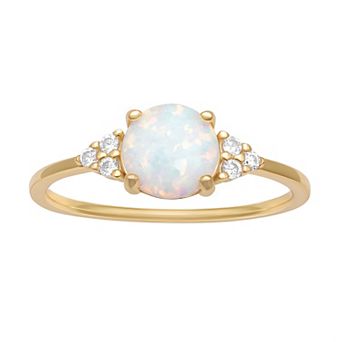 PRIMROSE Sterling Silver White Opal & Cubic Zirconia Cluster Ring