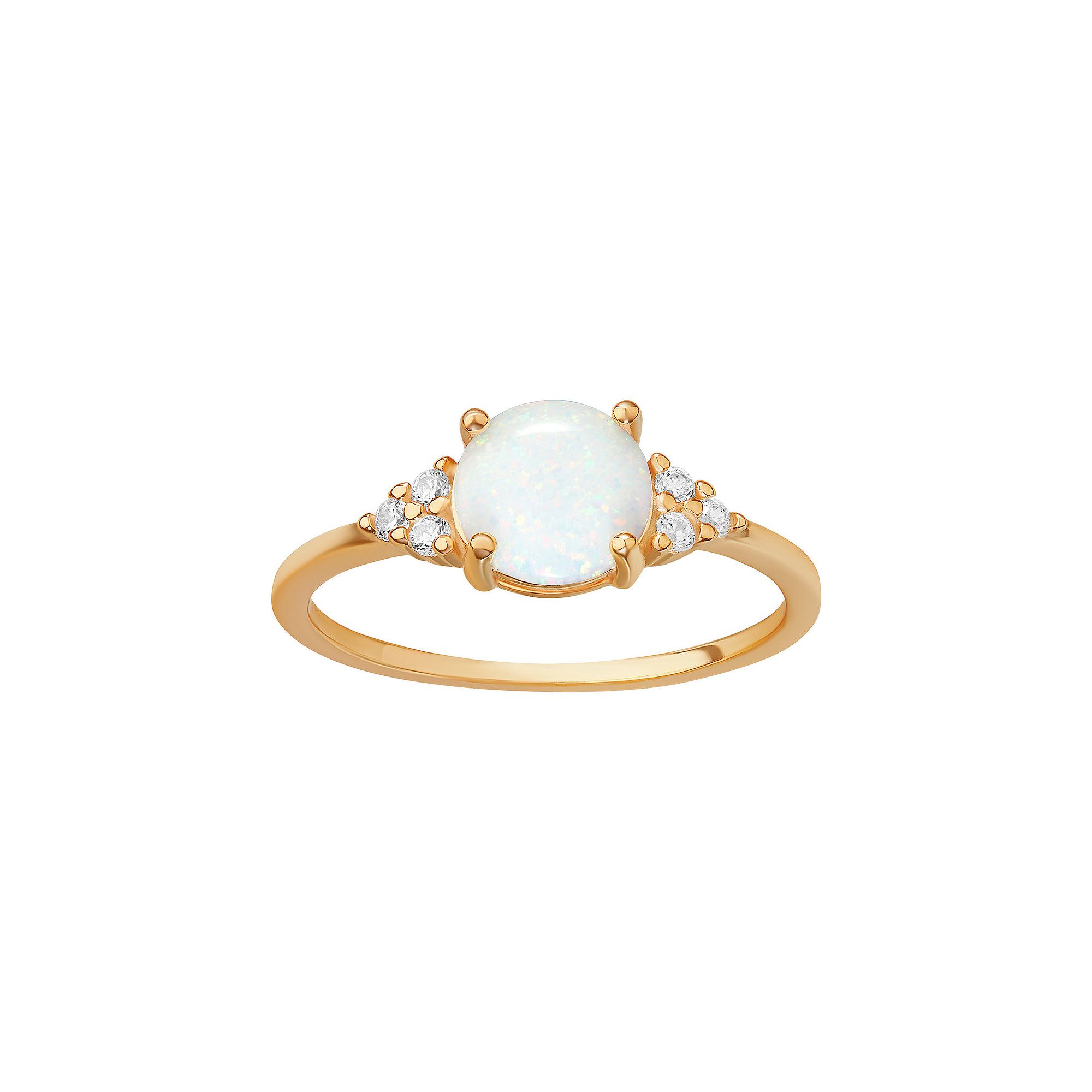 PRIMROSE Sterling Silver White Opal & Cubic Zirconia Cluster Ring, Womens,