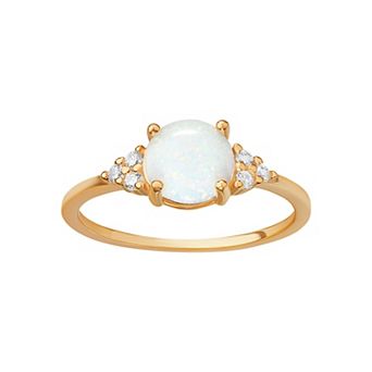 PRIMROSE Sterling Silver White Opal & Cubic Zirconia Cluster Ring
