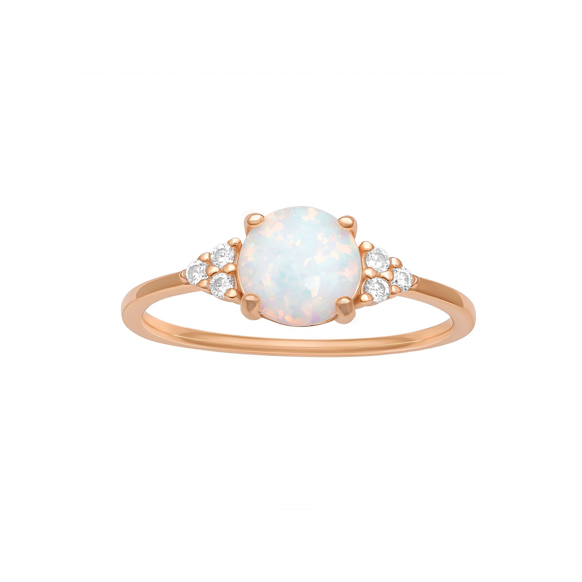 PRIMROSE Sterling Silver White Opal & Cubic Zirconia Cluster Ring, Womens,