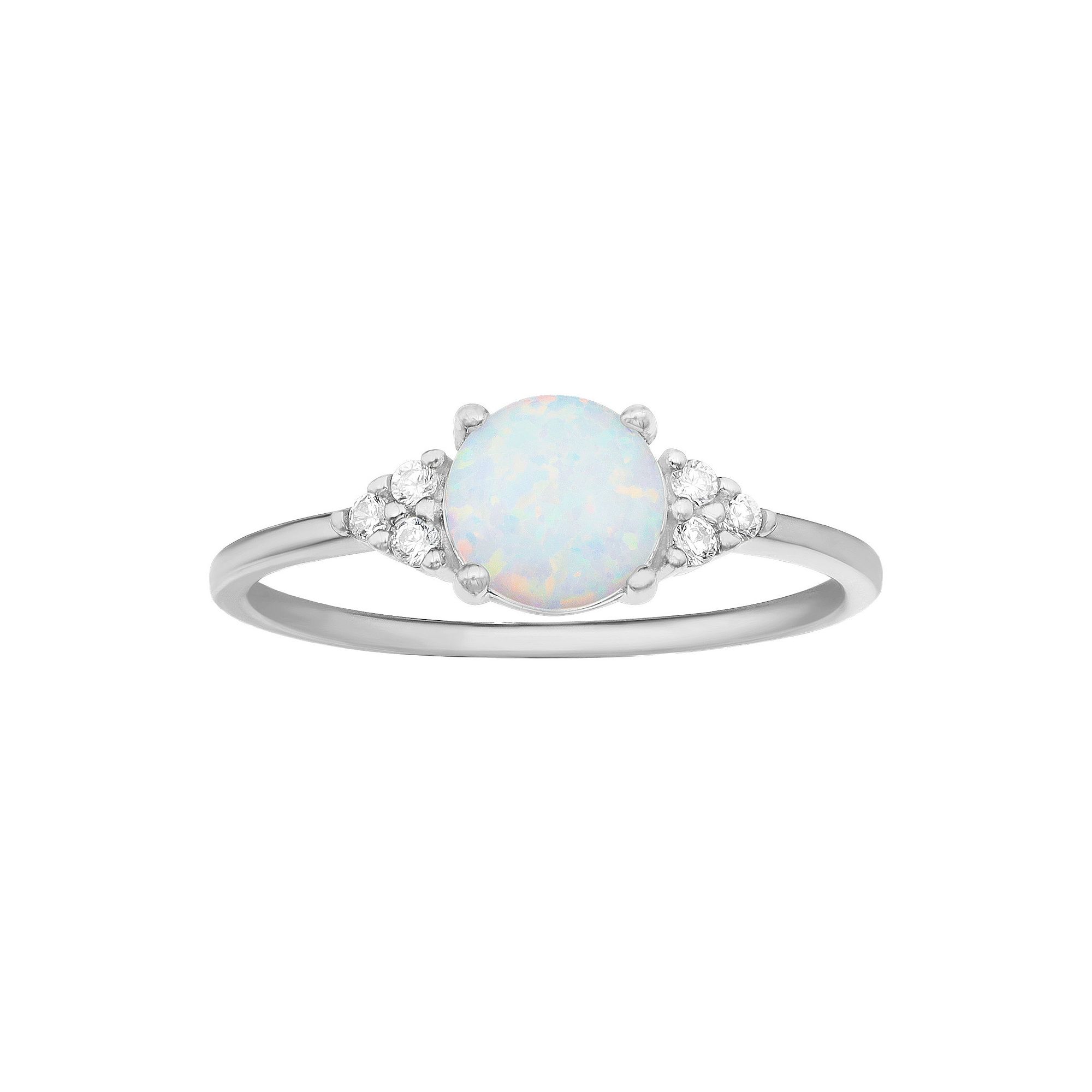 PRIMROSE Sterling Silver White Opal & Cubic Zirconia Cluster Ring, Womens,