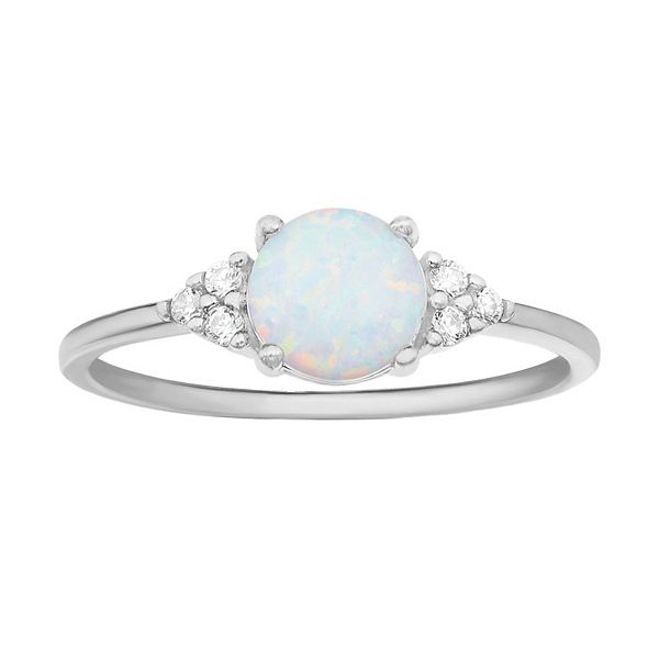 PRIMROSE Sterling Silver White Opal & Cubic Zirconia Cluster Ring