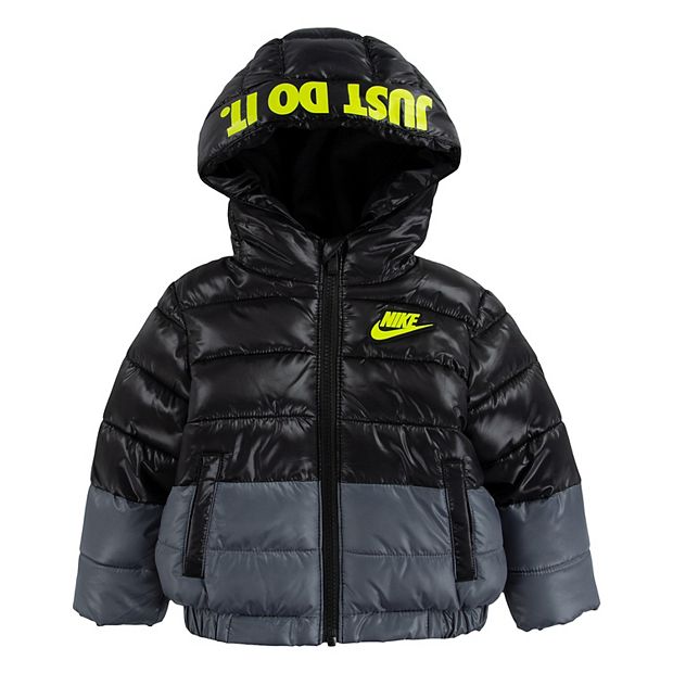 Hooded Arm Patch Puffer Jacket Coat (Baby Boys & Toddler Boys)