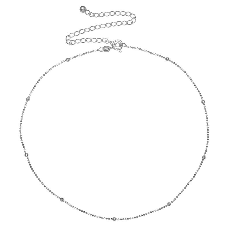 PRIMROSE Sterling Silver Chain Choker Necklace, Womens, Size: 12, Grey