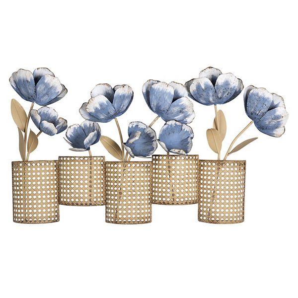 Stratton Home Decor Farmhouse Blooming Metal Flowers In Vases Centerpiece Wall - Stratton Home Decor Antique Flower Wall