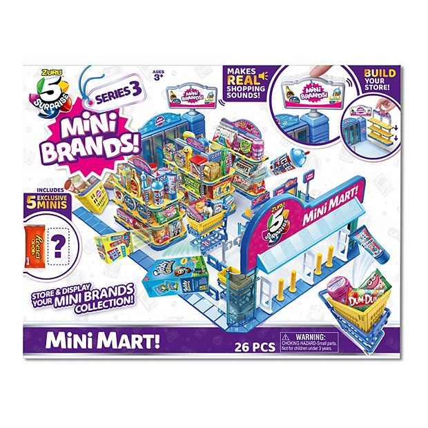 5 Surprise Mini Brands Mini Mart Playset Series 3 by ZURU with 5 Exclusive  Mystery Mini Brands, Store and Display Your Mini Collectibles Collection!