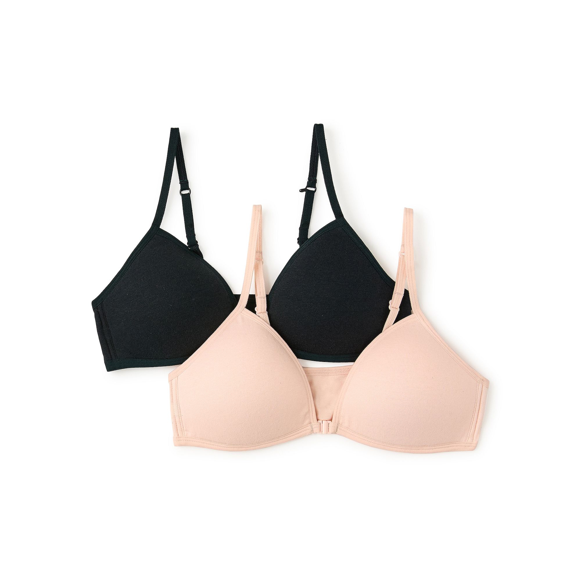 Girls SO® 2-Pack Wire Free Front Close Bra, Girls, Size: 32 A, Black